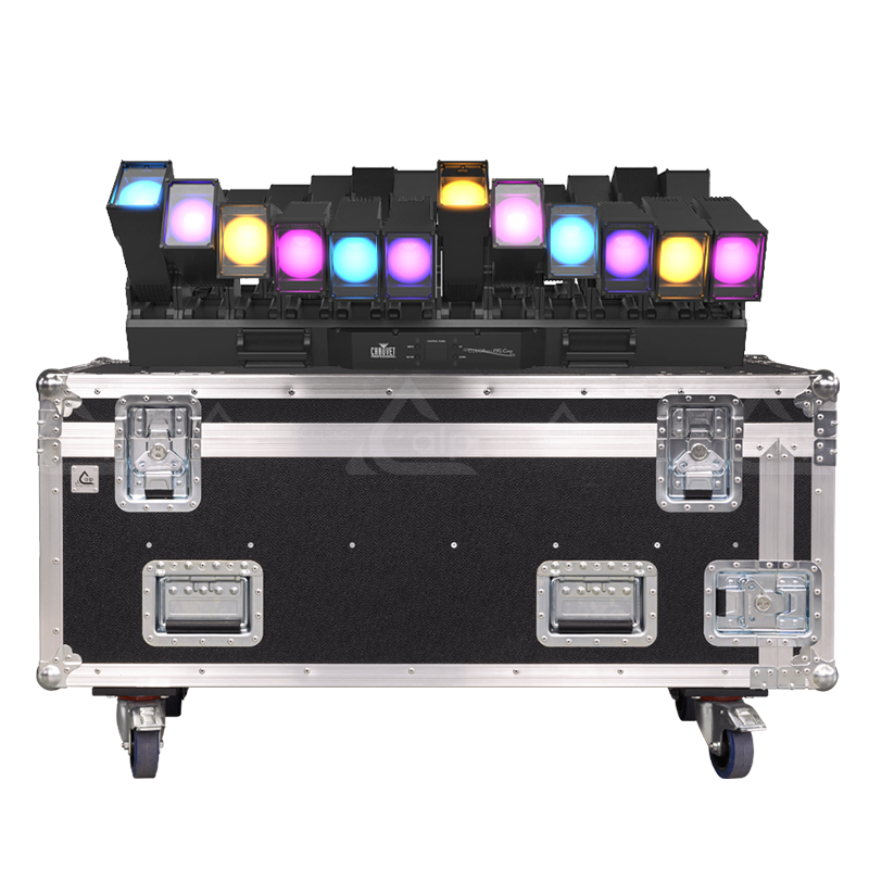 Isolated view of the Chauvet COLORado PXL Curve 12, highlighting the gear compatible with this professional flight case solution.