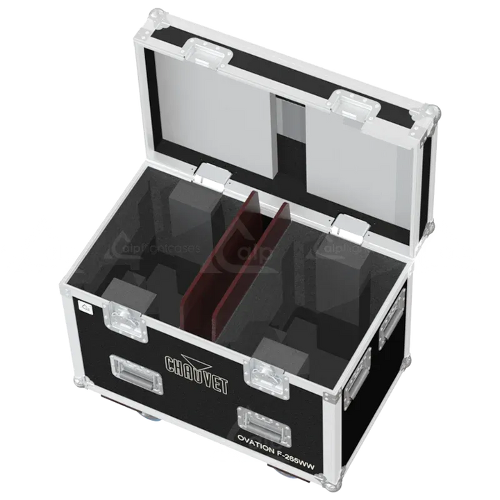 Empty interior view of the professional flight case, highlighting the precision-engineered compartment for fixture housing