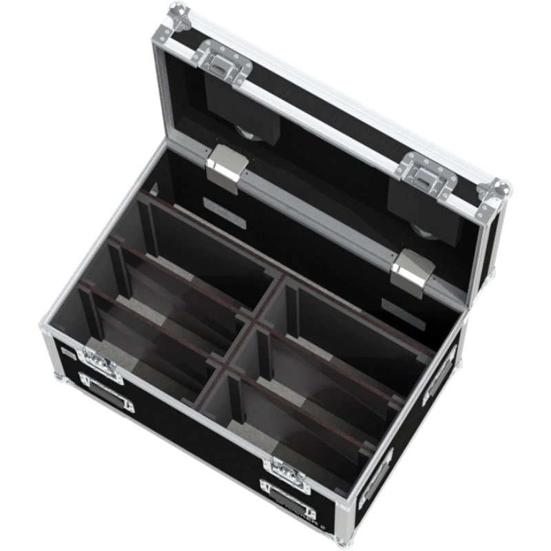 Close-up detail of the internal components, locking mechanisms, and specialized foam interior for Chauvet lighting.