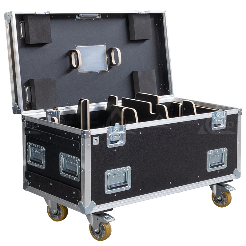 Empty interior view of the professional flight case, highlighting the precision-engineered compartment for motor housing and cabling.