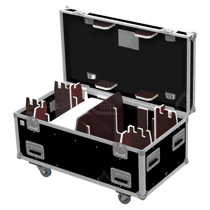 Open ALP flight case loaded with 2x CM Lodestar D8+ Mod.L motors secured inside.