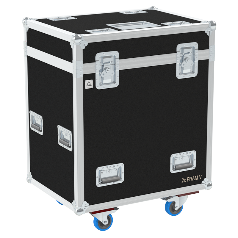 Exterior front view of the professional D&B E12 loudspeaker flight case featuring 10mm Birch Plywood, durable PVC finish, and heavy-duty wheels by ALP Flight Cases