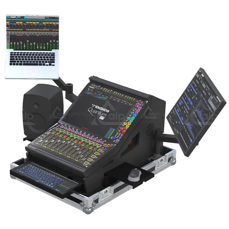 DiGiCo Quantum 112 Series III Case with Wheels Lateral side view open flight case