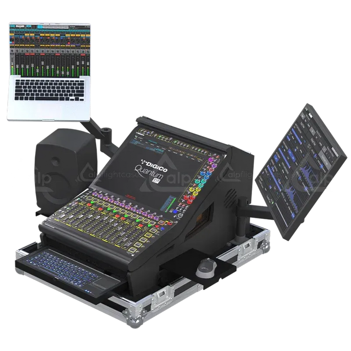 DiGiCo Quantum 112 Series III Case with Wheels Lateral side view open flight case