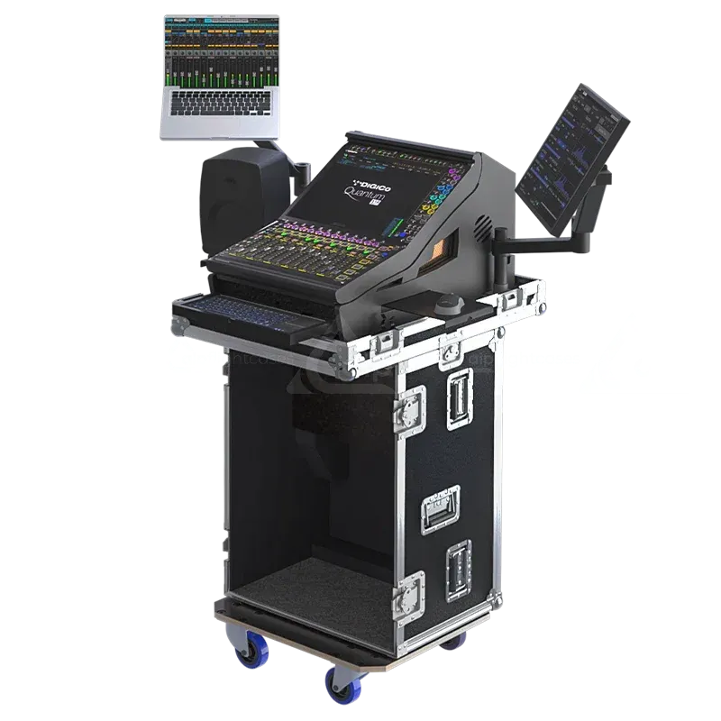 DiGiCo Quantum 112 Series III Case with Wheels flight case open on top side view