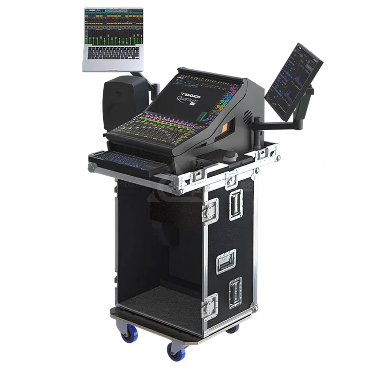 DiGiCo Quantum 112 Series III Case with Wheels flight case open on top side view