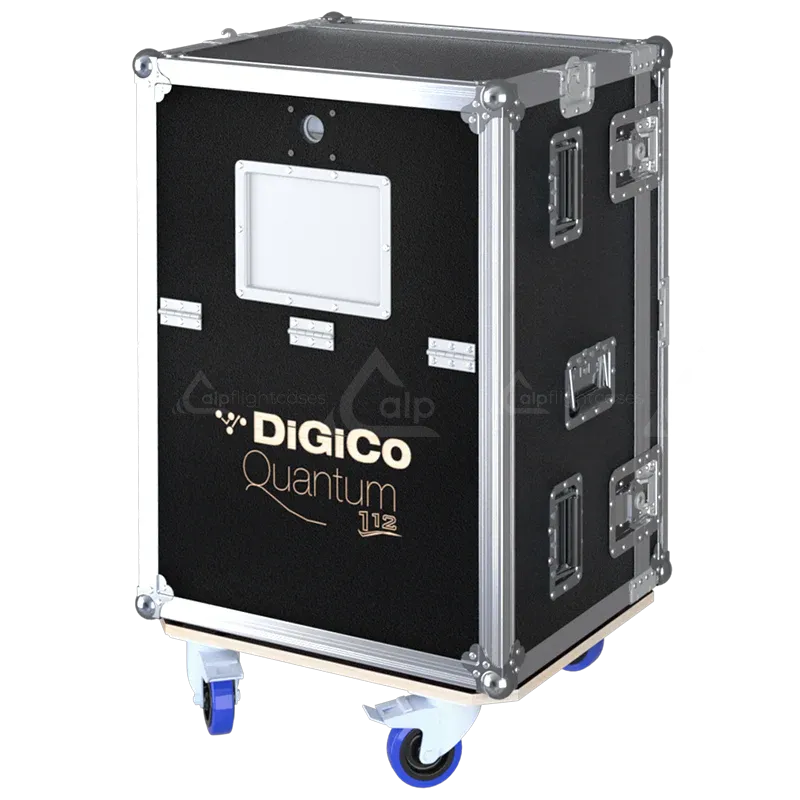 DiGiCo Quantum 112 Series III Case with Wheels closed flight case lateral side view