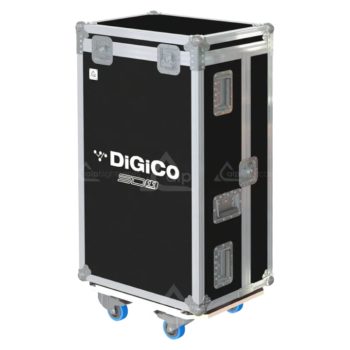 DiGiCo SD11 Series III Case with LED and Wheels side view lateral closed