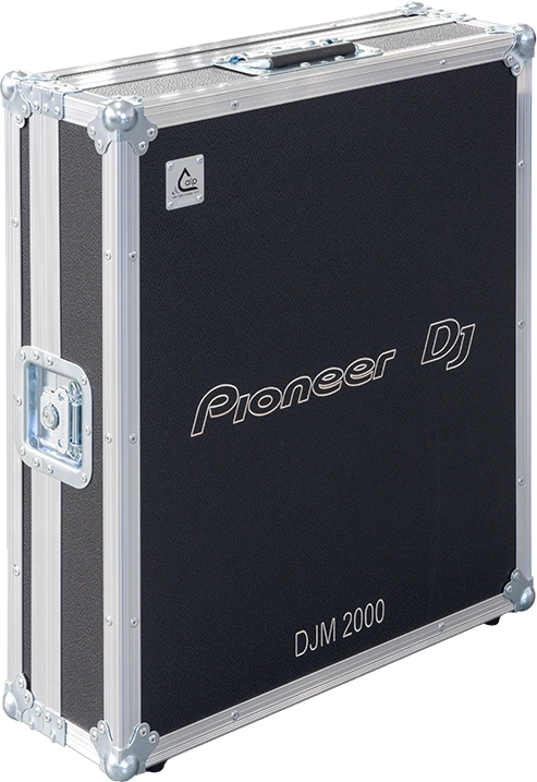 Front view of the road case for Pioneer DJM-2000 showing heavy-duty hardware and 9mm birch plywood construction