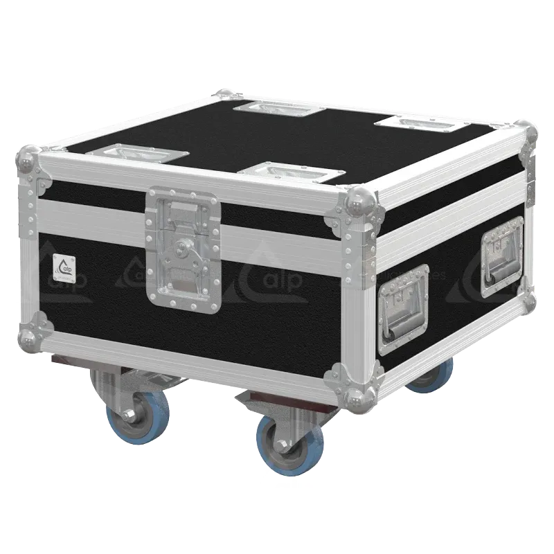Professional flight case front view, featuring durable construction and high-quality hardware for 2x Elation DTW Blinder 350 IP by ALP Flight Cases.
