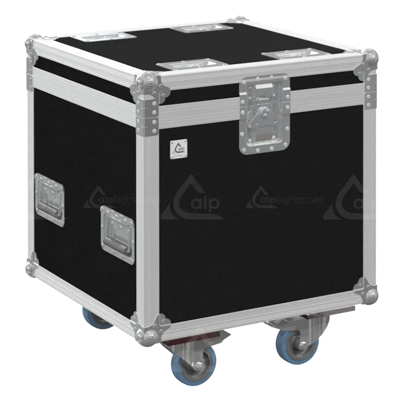 Professional flight case front view, featuring durable construction and high-quality hardware for 2x Elation KL Fresnel 6 by ALP Flight Cases