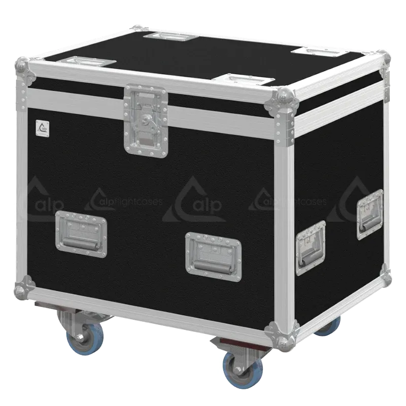 Professional flight case front view, featuring durable construction and high-quality hardware for 2x Elation KL Fresnel 8 by ALP Flight Cases