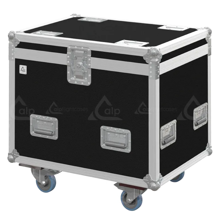 Professional flight case front view, featuring durable construction and high-quality hardware for 2x Elation KL Fresnel 8 by ALP Flight Cases