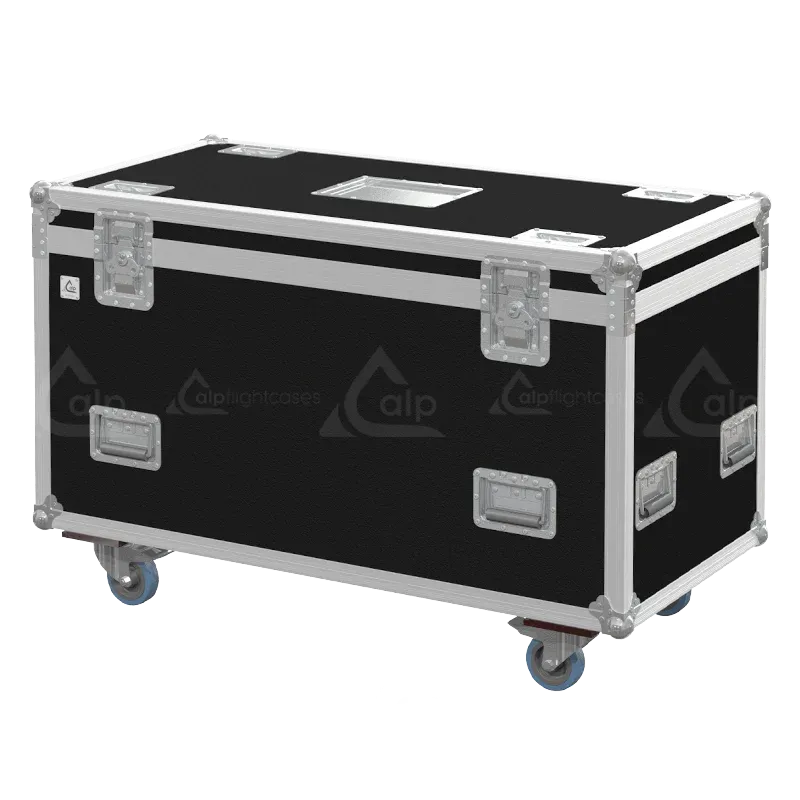 Professional flight case front view, featuring durable construction and high-quality hardware for 2x Elation KL Panel XL by ALP Flight Cases