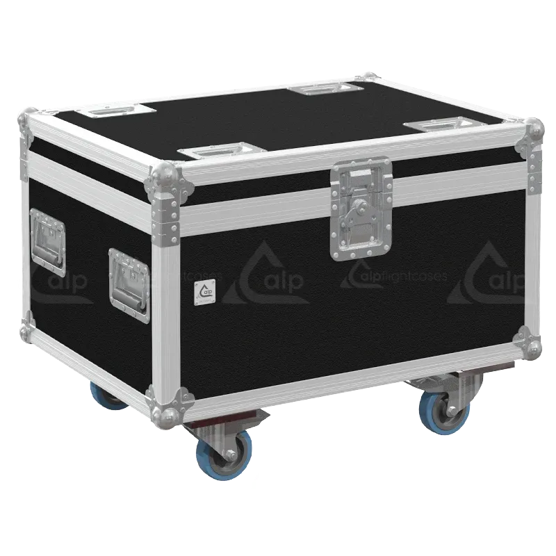 Professional flight case front view, featuring durable construction and high-quality hardware for 2x Elation Protron Eclypse by ALP Flight Cases.