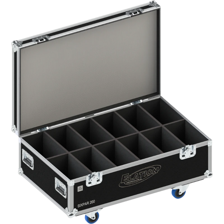 Empty interior view of the professional flight case, highlighting the precision-engineered compartment for LED par housing.