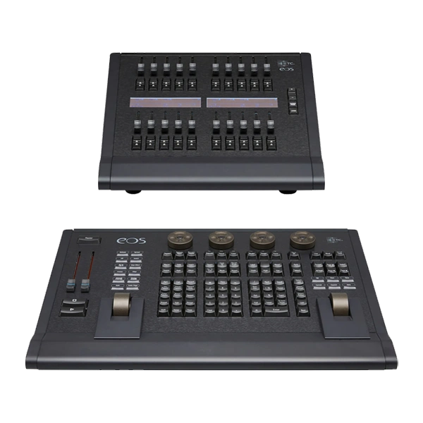 Standalone view of the ETC Eos Programming Wing + Fader Wing setup