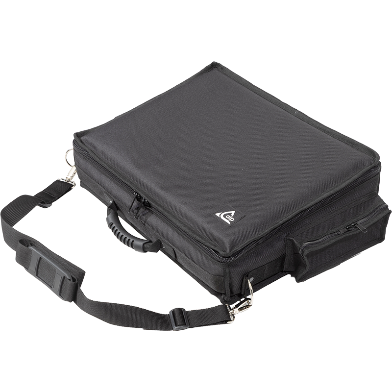 Professional equipment bag rear view, showcasing reinforced finishing borders and multiple exterior pockets by ALP