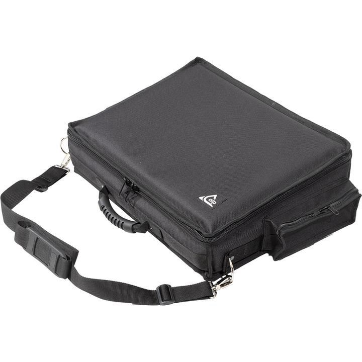 Professional equipment bag rear view, showcasing reinforced finishing borders and multiple exterior pockets by ALP