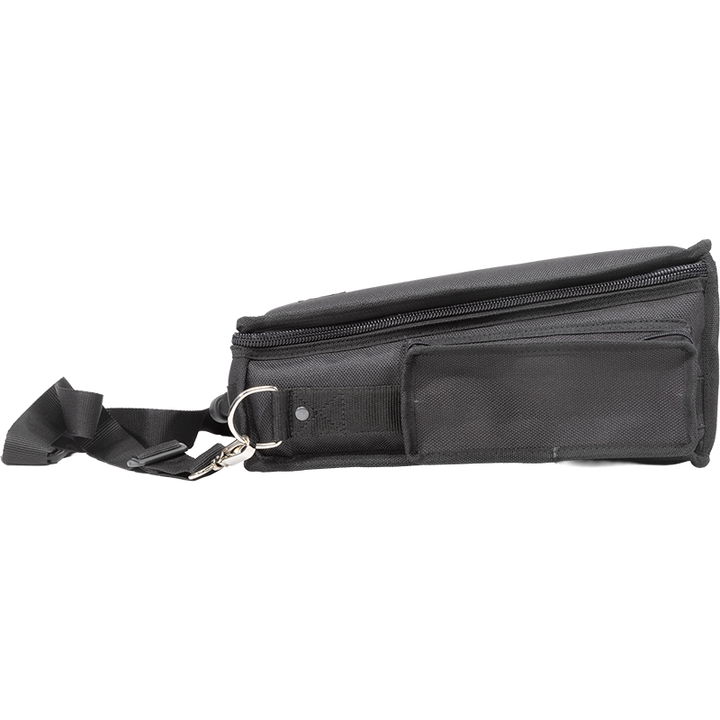 Close-up detail of the heavy-duty 10mm zipper, carrying handles, and shoulder strap on the ALP equipment bag