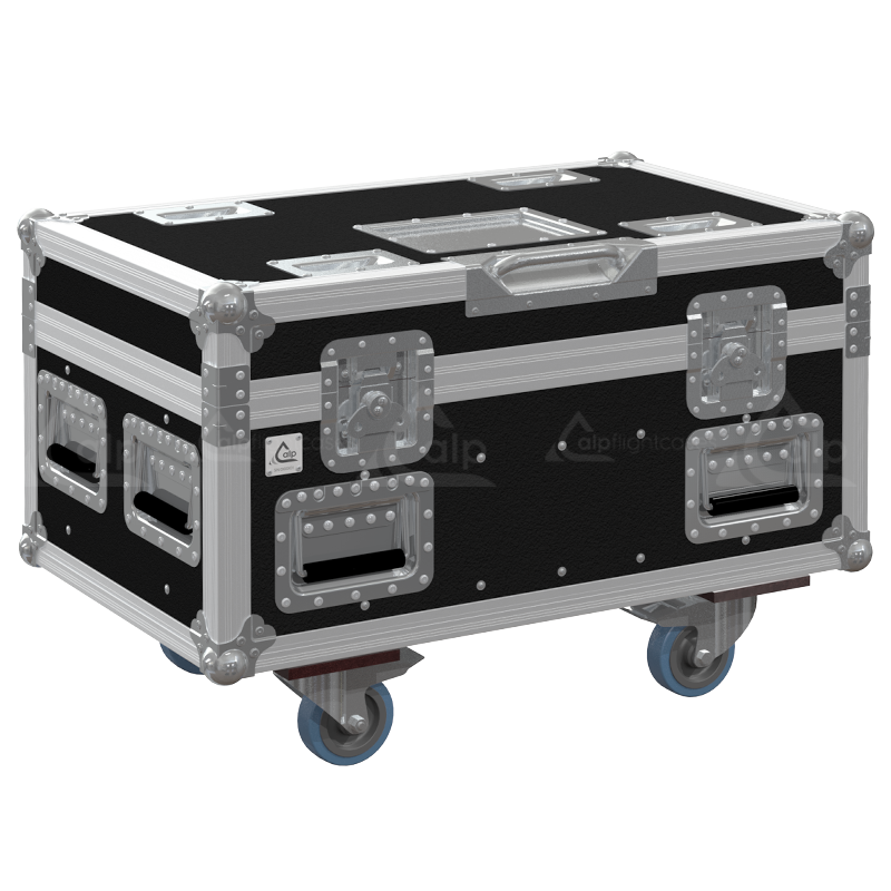 Professional flight case front view, featuring durable construction and high-quality hardware for 2x EXE D8+ 0,25T motors by ALP Flight Cases.