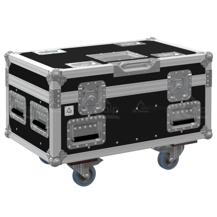 Professional flight case front view, featuring durable construction and high-quality hardware for 2x EXE D8+ 0,25T motors by ALP Flight Cases.
