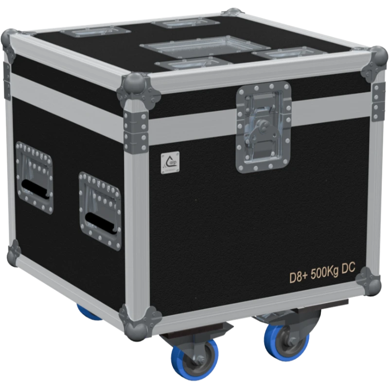 Professional flight case front view, featuring durable construction and high-quality hardware for 1x EXE D8 0,5T motor by ALP Flight Cases.