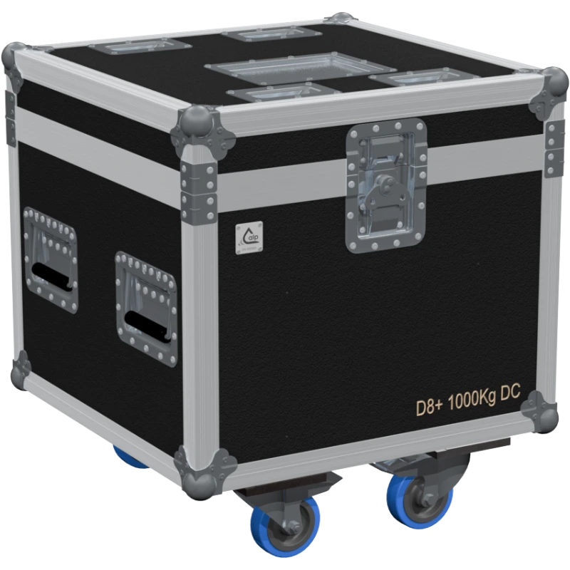 Professional flight case front view, featuring durable construction and high-quality hardware for 1x EXE D8 1T motor by ALP Flight Cases.