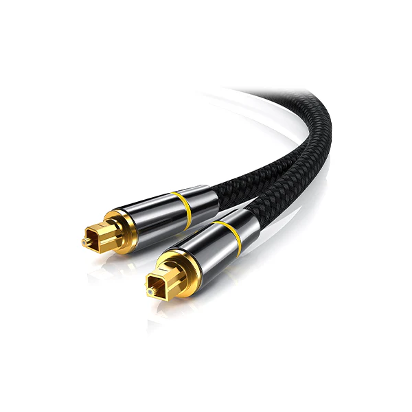 Standalone view of a Neutrik optical fiber connector on a cable before covering