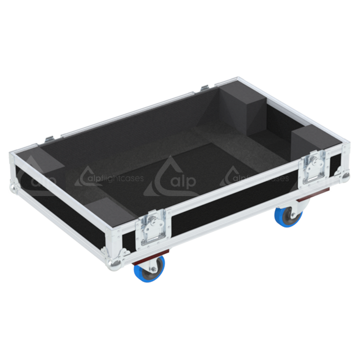 Empty interior of the flight case for 1x NEXO MSUB15 showing precision CNC-cut foam and reinforced base