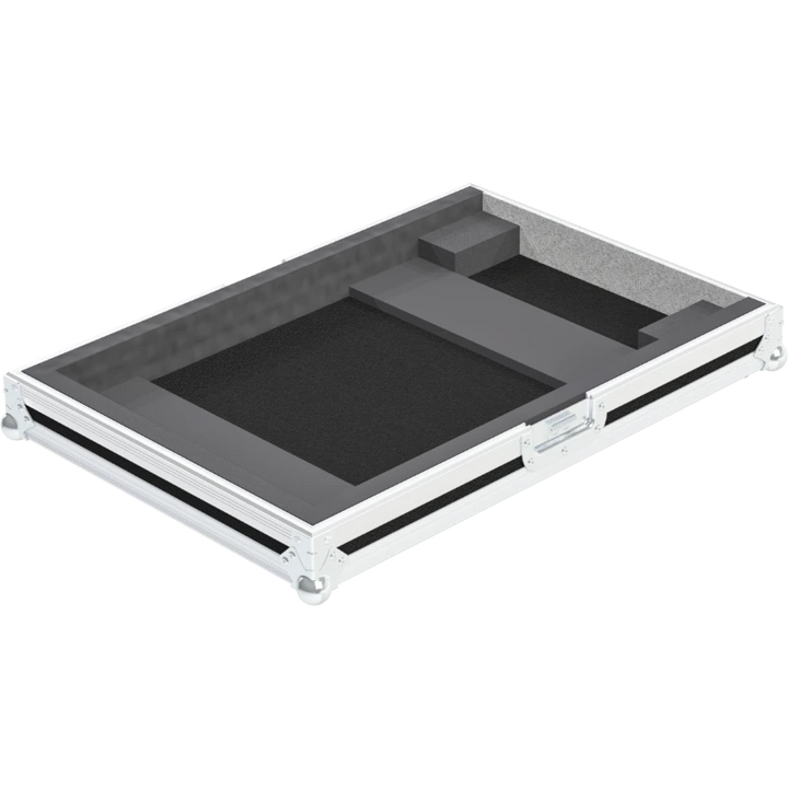 Empty interior of the flight case for Pioneer CDJ-3000 showing precision CNC-cut foam for the 9-inch screen and jog wheel