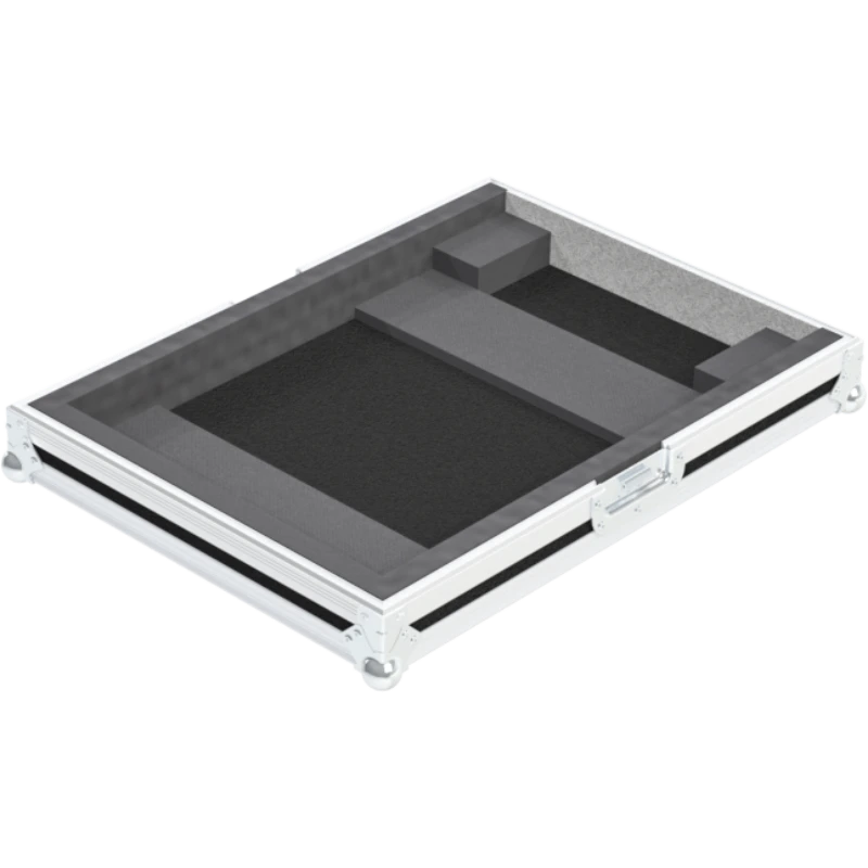 Empty interior of the flight case for Pioneer CDJ-900 showing precision CNC-cut foam for screen and jog wheel protection