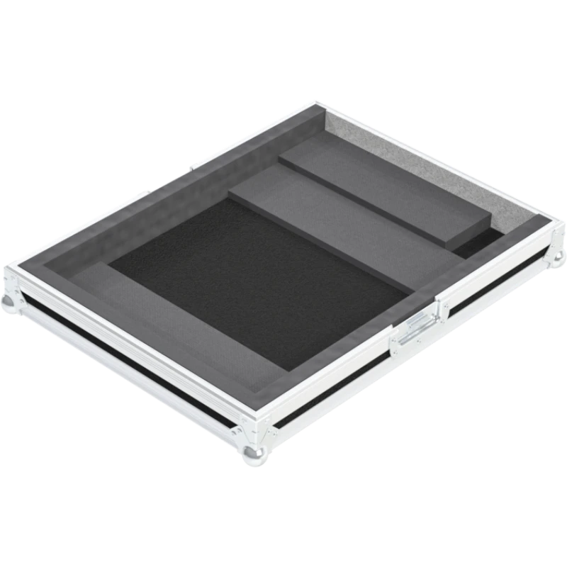 Empty interior of the flight case for Pioneer DJM-2000 showing precision CNC-cut foam for touchscreen protection