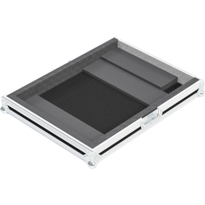 Empty interior of the flight case for Pioneer DJM-2000 showing precision CNC-cut foam for touchscreen protection