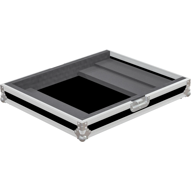 Empty interior of the flight case for Pioneer DJM-A9 showing precision CNC-cut foam for knob and screen protection