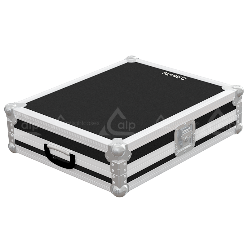 Front view of the professional touring flight case for 1x Pioneer DJM-V10 6-channel mixer by ALP Flight Cases
