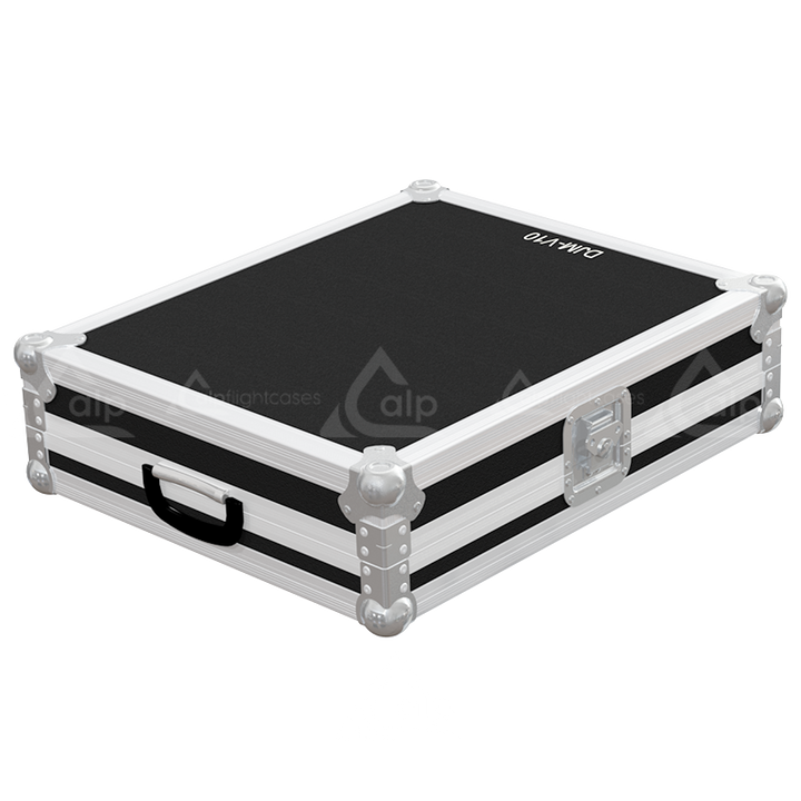 Front view of the professional touring flight case for 1x Pioneer DJM-V10 6-channel mixer by ALP Flight Cases