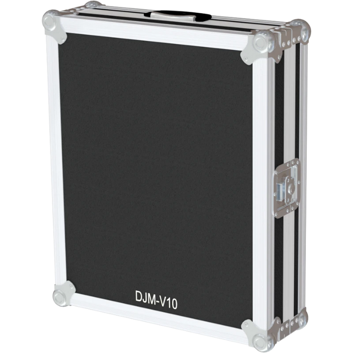Rear view of the road case for Pioneer DJM-V10 showing heavy-duty hardware and 9mm birch plywood construction