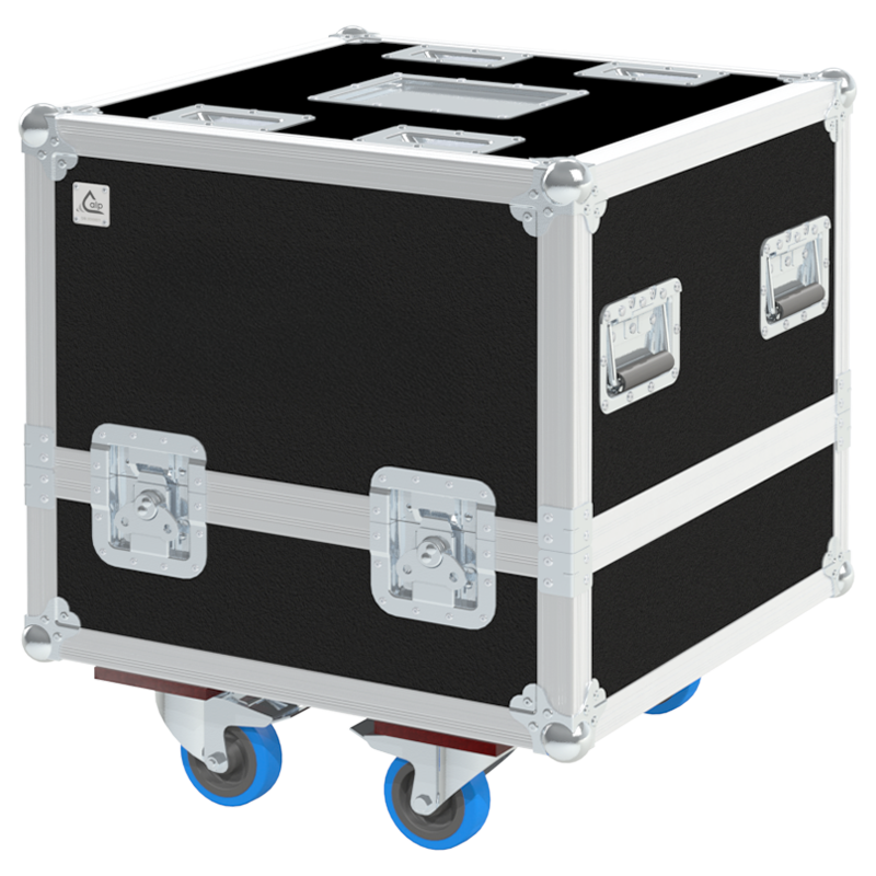 Front view of the professional twin touring flight case for 2x d&b audiotechnik Y10P speakers by ALP Flight Cases