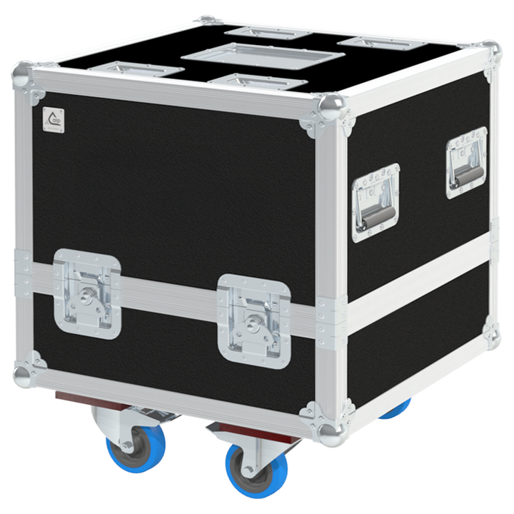 Front view of the professional twin touring flight case for 2x d&b audiotechnik Y10P speakers by ALP Flight Cases