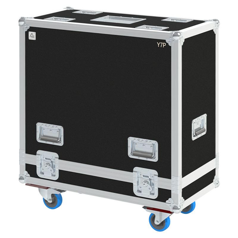 Front view of the professional twin touring flight case for 2x d&b audiotechnik Y7P speakers by ALP Flight Cases