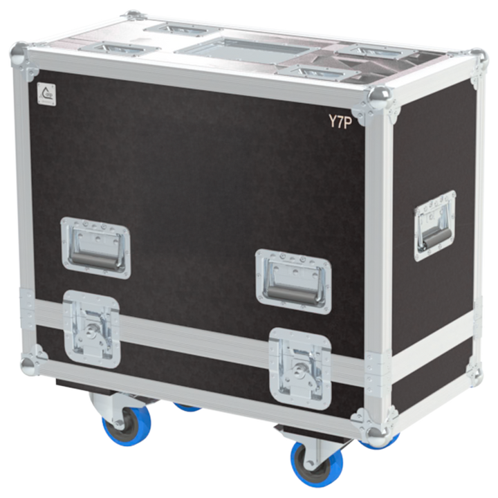 Front view of the professional twin touring flight case for 2x d&b audiotechnik Y7P speakers by ALP Flight Cases