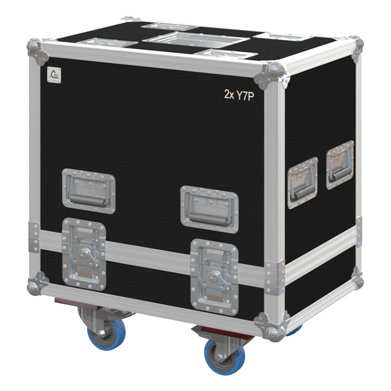 Front view of the professional twin touring flight case for 2x d&b audiotechnik Y7P V2 speakers by ALP Flight Cases