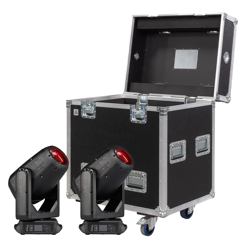 ETC Lonestar fixtures displayed next to their custom twin professional touring road case