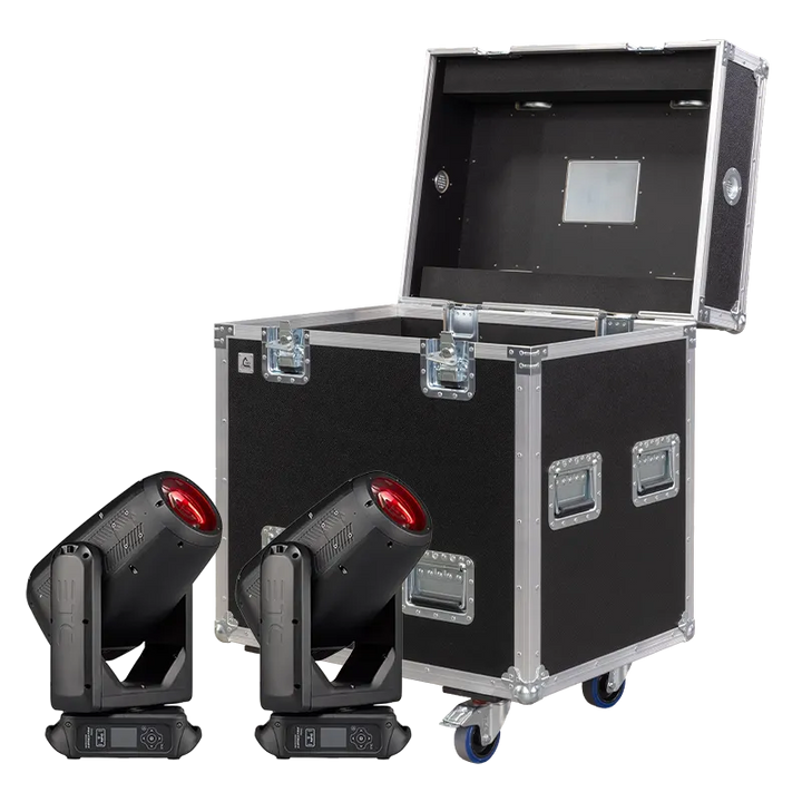 ETC Lonestar fixtures displayed next to their custom twin professional touring road case