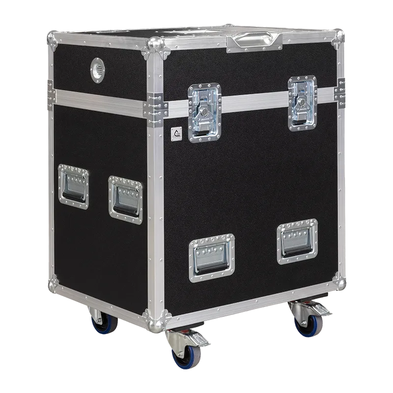 Front view of the professional twin touring flight case for 2x ETC Lonestar moving heads by ALP Flight Cases