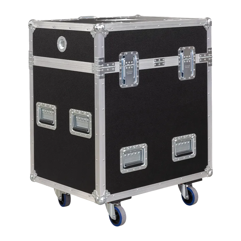 Rear view of the road case for ETC Lonestar showing heavy-duty hardware and 10mm birch plywood