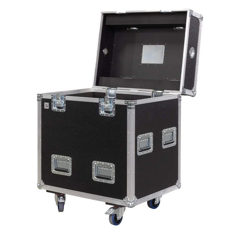 Empty interior of the flight case for 2x ETC Lonestar showing specialized CNC foam for optical and mechanical protection