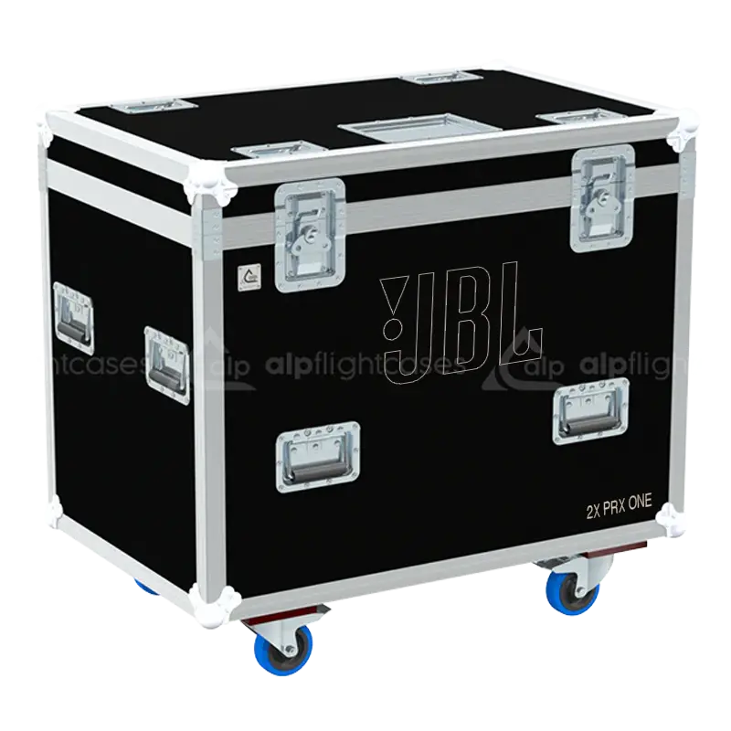 Front view of the professional flight case for 2x JBL PRX ONE column systems by ALP Flight Cases