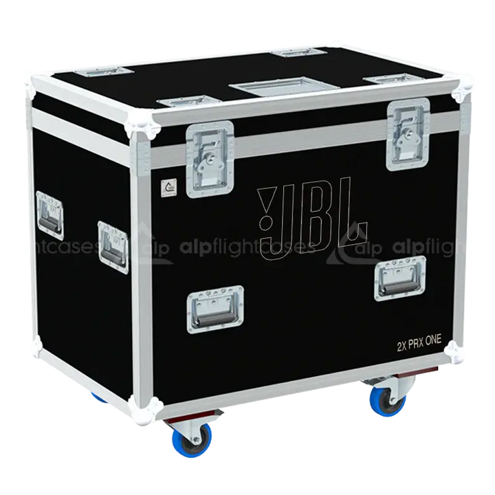 Front view of the professional flight case for 2x JBL PRX ONE column systems by ALP Flight Cases